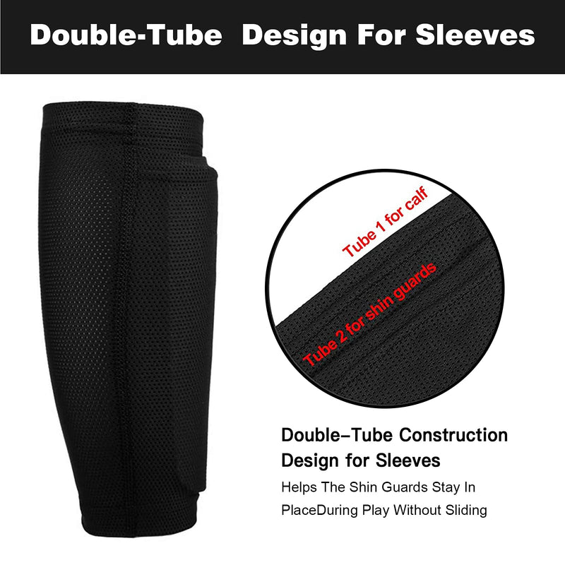 Soccer Shin Guards for Kids Youth, Shin Guard and Shin Guard Sleeves for Boys and Girls for Football Games EVA Cushion Protection Reduce Shocks and Injuries G-Blue03+Black03 Medium - BeesActive Australia