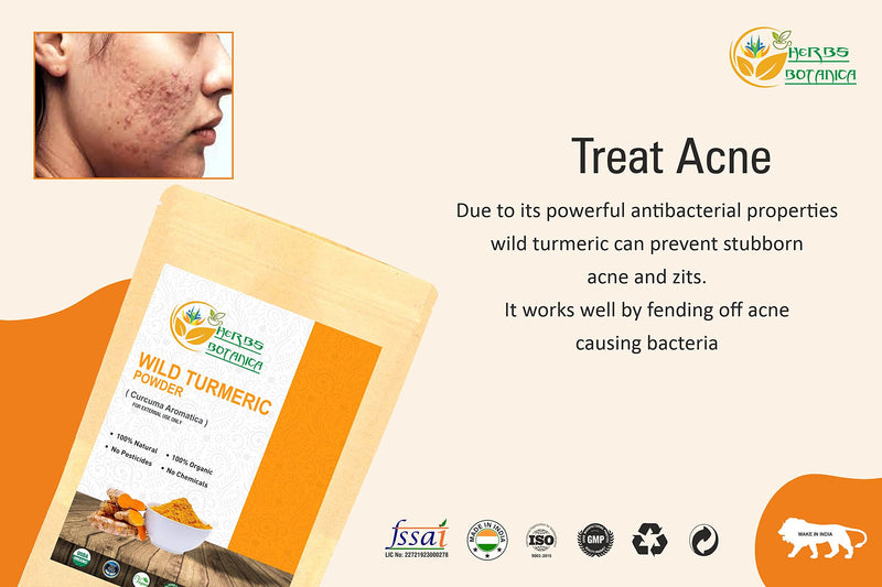 Herbs Botanica Wild Turmeric Powder For Face Reduces Acne, Face Mask, Dark Spots, Hyperpigmentation, Smooth Skin, Kasturi Manjal, Kasturi Turmeric, Aromatic Turmeric 150 Gms / 5.30 Oz - BeesActive Australia