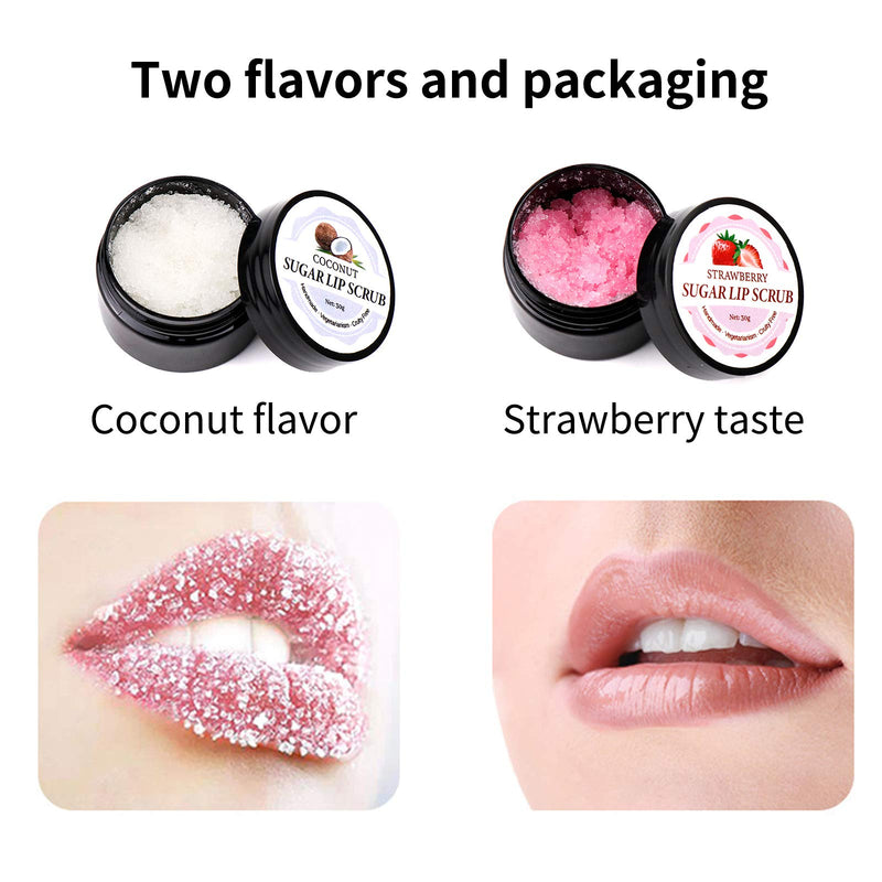 DAGEDA Lip Scrub, Coconut And Strawberry Fruity Sugar Lip Scrubs, Removes Dead Skin Exfoliator & Moisturizer With Cleansing Nourishing Lip Skin Care For Peeling Chapped Lips, Hydrating Lip Treatment 0.03 Ounce (Pack of 2) - BeesActive Australia