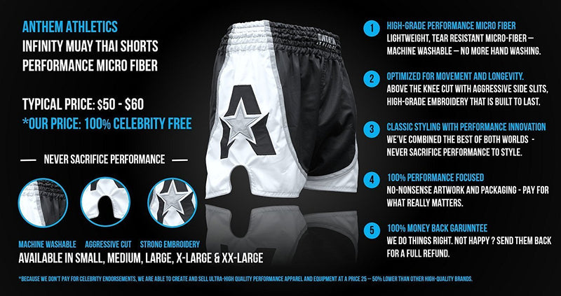 [AUSTRALIA] - Anthem Athletics Infinity Muay Thai Shorts - Kickboxing, Thai Boxing, Striking Black, Grey & Red G2 Large 