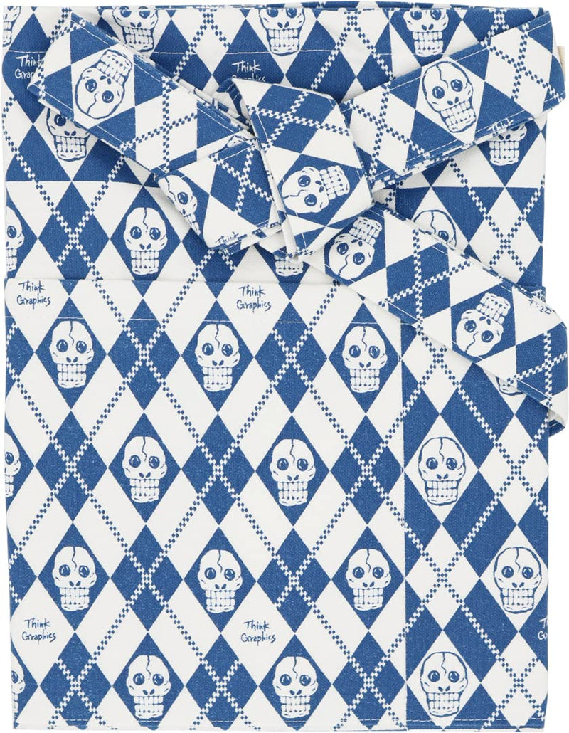 Shirayuki Waist Apron with four big pockets 100% cotton canvas. Made in Japan. Kitchen Aprons, Half Apron for Crafts, Garden Happy Skull Blue - BeesActive Australia
