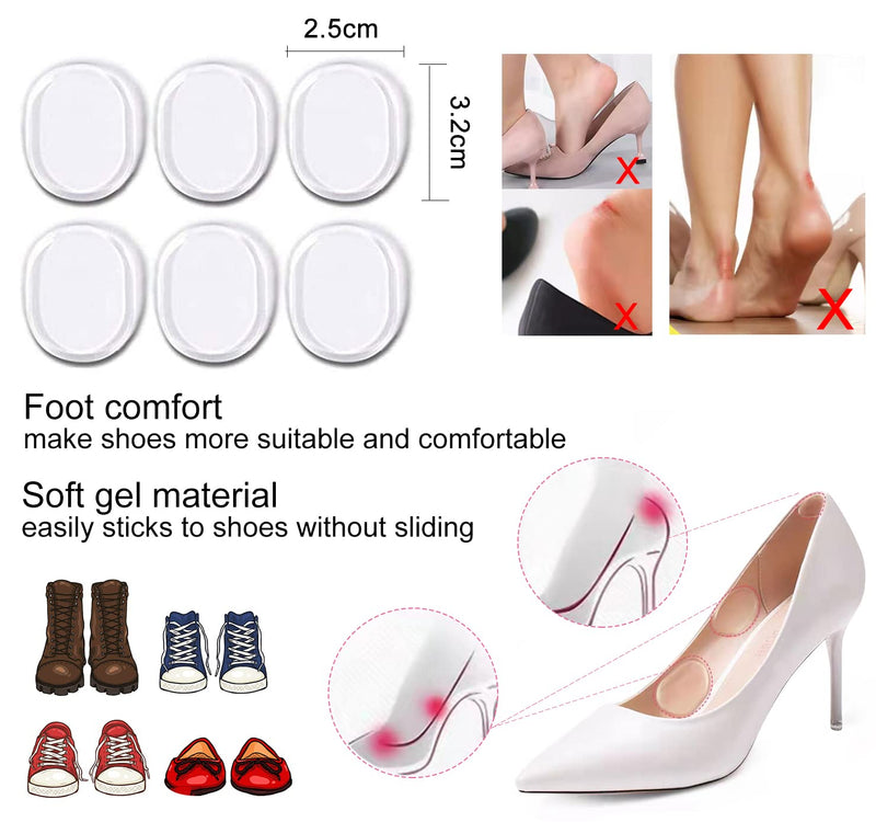 12 Pcs High Heel Pads Heel Cushion Inserts Gel Heel Cushion Inserts for Women Men Foot Care Protector - BeesActive Australia