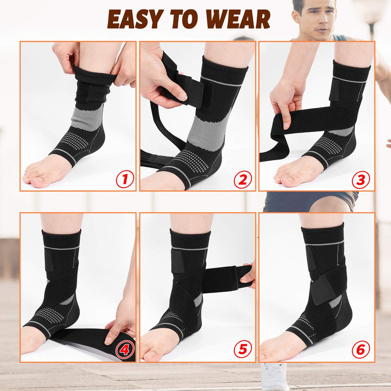 Thx4COPPER Ankle Brace Compression Support Sleeve with Strap-Relieves Achilles Tendonitis, Joint Pain, Heel Spurs, Edema, Plantar Fasciitis Foot Sock with Arch Support Eases Swelling, Injury Recovery M - BeesActive Australia