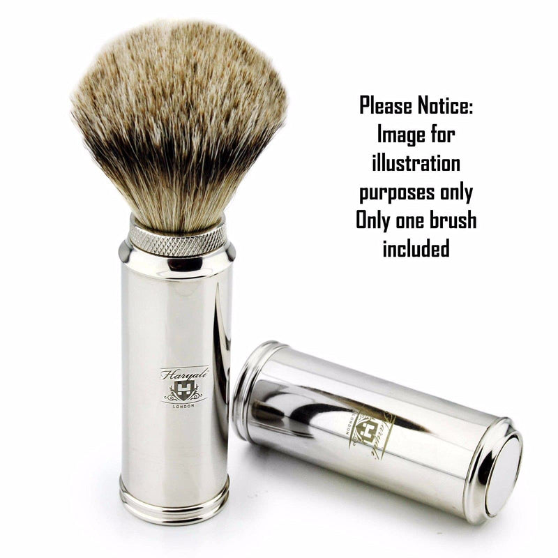 Haryali London Travel Shaving Brush with Nickel Plated Handle Christmas Gift (Silver Tip Badger Hair) Silver Tip Badger Hair - BeesActive Australia