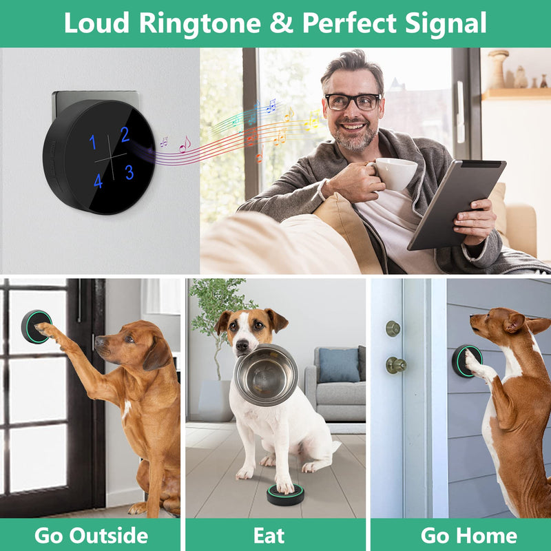 HUWOO Dog Door Bell for Potty Training Waterproof Smart Wireless Doggie Doorbell for Dog Puppy Training Sliding Door/Go Outside - BeesActive Australia