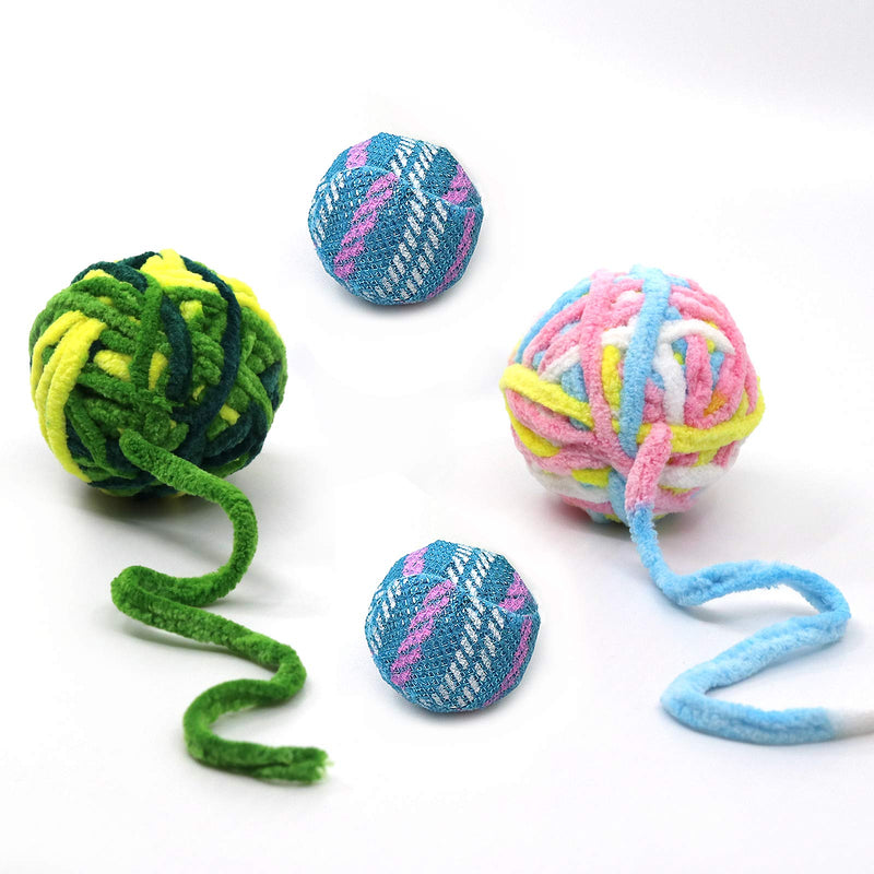 Cat Toys Balls Colorful Yarn with Bell Cat Chase Balls, Rainbow Woolen Yarn Balls, Furry Rattle Ball for Kitty and Kittens—Pack of 5 - BeesActive Australia