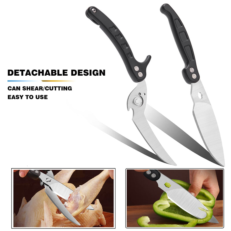 SLEMOON Heavy Duty Kitchen Scissors Poultry Shears 2pcs set Black - BeesActive Australia