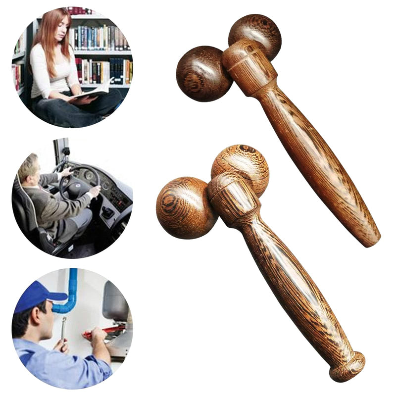 Wood Massage Roller Wooden Manual Body Back Massage Ball Stick Stick Muscle Trigger Point Tool (19cm) 19cm - BeesActive Australia