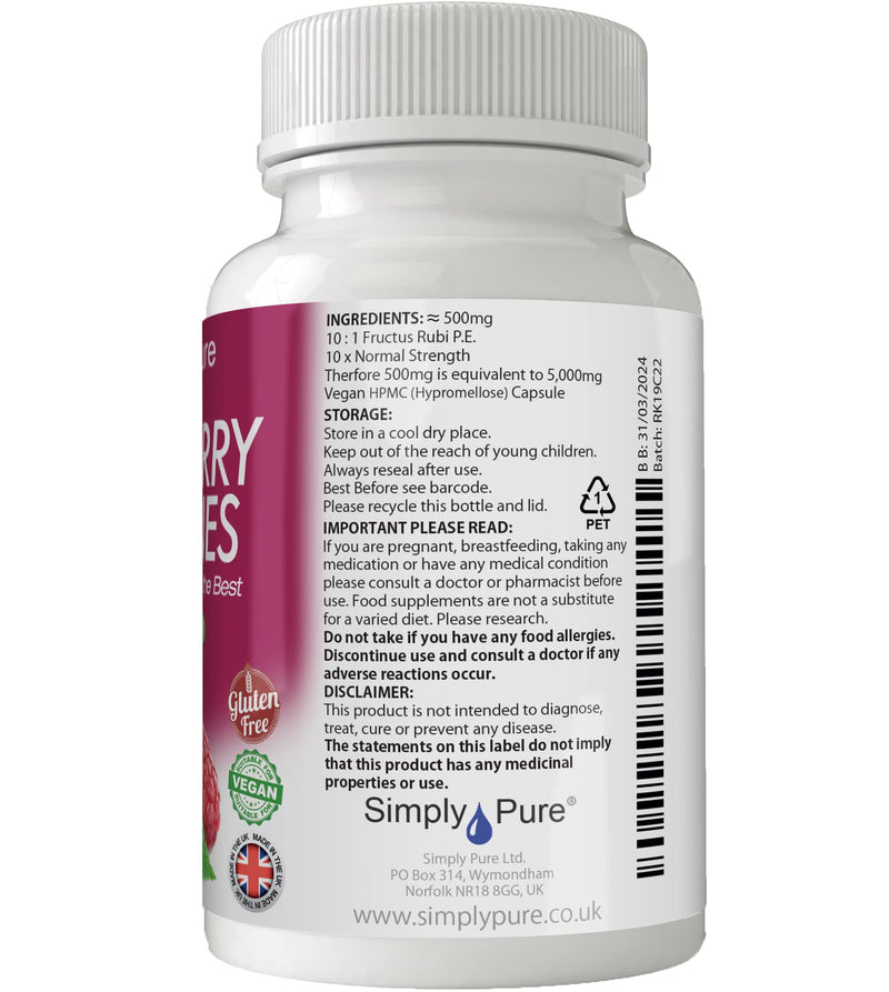 Simply Pure Vegan Raspberry Ketones Capsules x 90, 5000mg, Gluten Free and GM Free - BeesActive Australia
