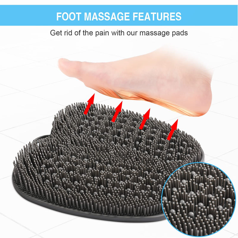 HONYIN Larger Shower Foot Scrubber, Foot Cleaner Massager Mat with Non-Slip Suction Cups - Cleans, Exfoliation, Massages Your Feet Without Bending, Foot Circulation & Relieve Tired Feet Gray - BeesActive Australia