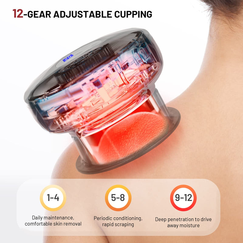 Electric Cupping Therapy Massager Machine, 3 in 1 Rechargeable Gua Sha Massager with 3 Suction Modes, Vacuum Cupping Therapy Set Handheld Scraping Tool with LCD Screen, 12 Suction Levels Adjustable - BeesActive Australia
