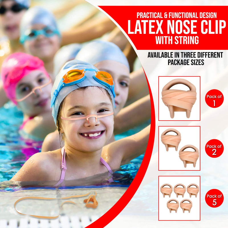 Splaqua Swimming Nose Clip with String - Comfortable Soft Latex Plugs for Kids and Adults - Neutral Beige - BeesActive Australia