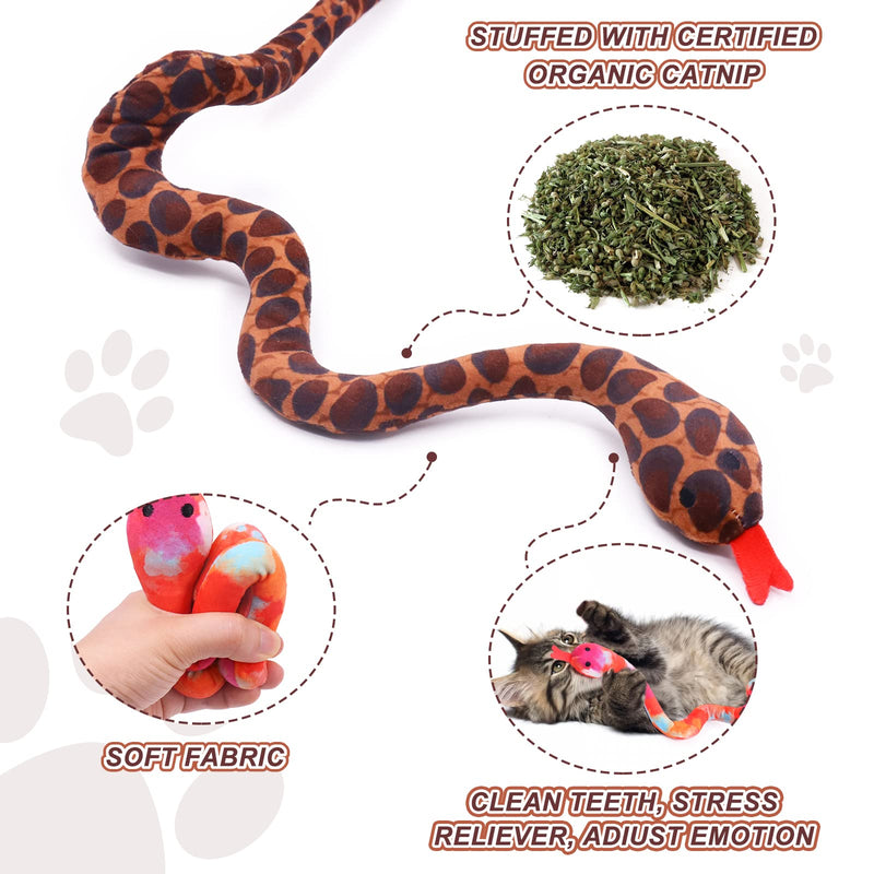 Snake Catnip Toys Kitten Supplies Interactive Catnip Toys for Indoor Cats Snakes Cat Toy Gift for Cat Lovers Dental Health Chew Toy Set of 3 - BeesActive Australia