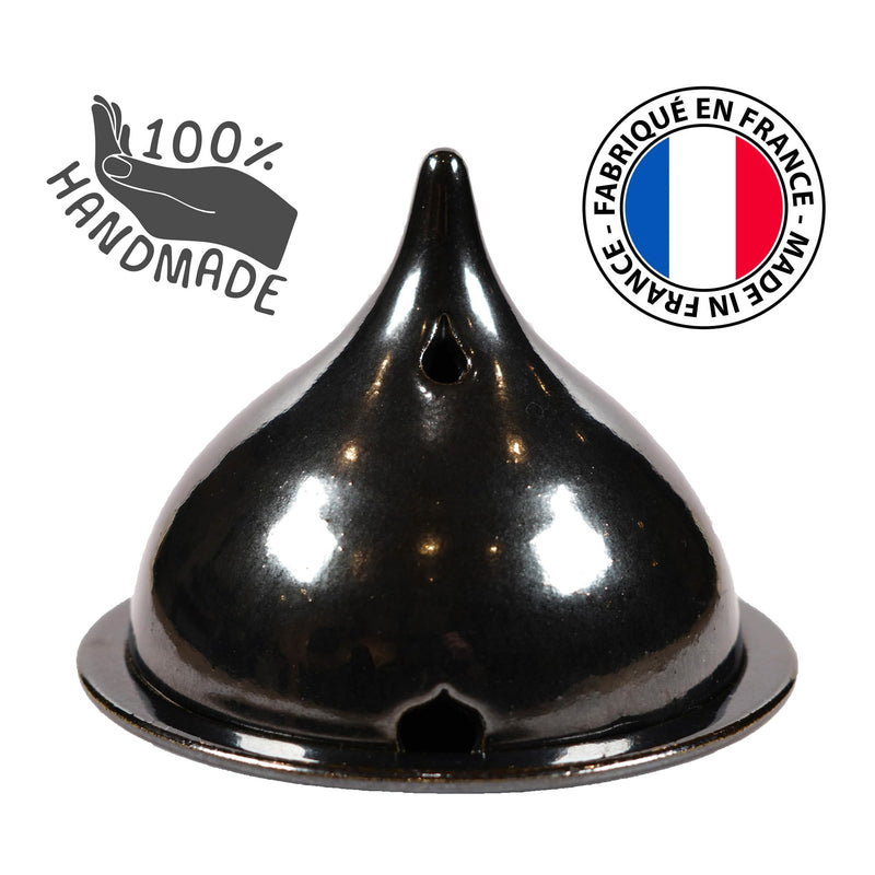 SENTJO Premium 100% Hand-Made Ceramic Incense Burner, Incense Holder, Aromatherapy, Home Decor, Backflow Incense Powder, Cones and Stick, Made in France, (Metalllic Black)) Metallic Black - BeesActive Australia