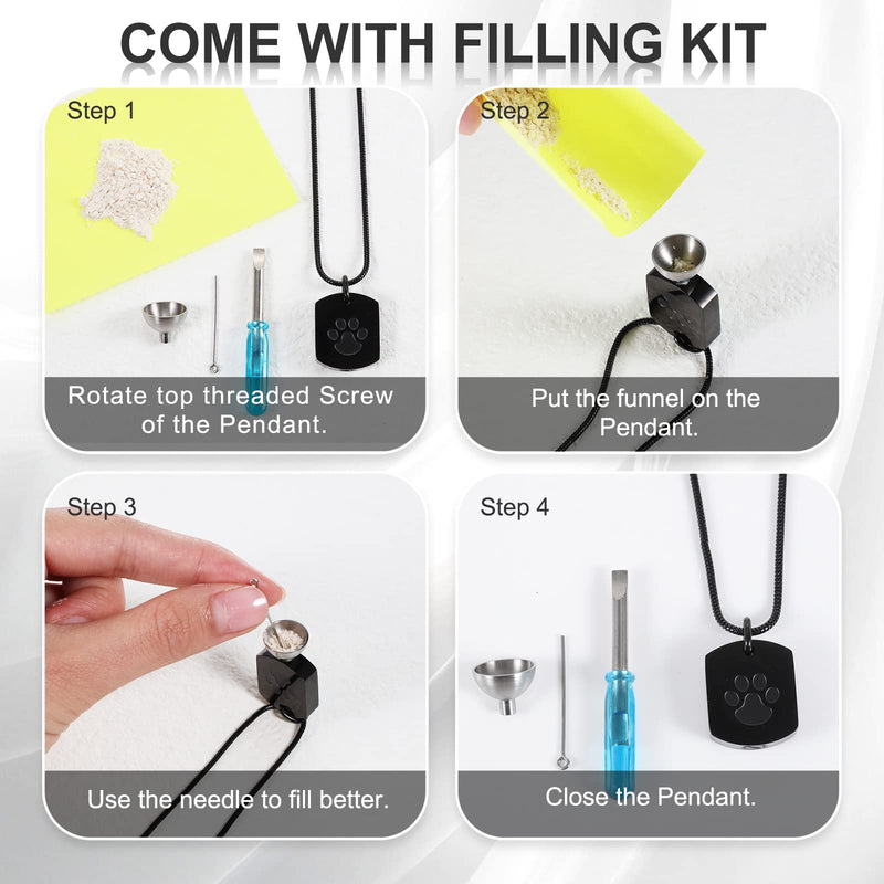 3 Pcs Pet Cremation Jewelry Urn Necklace Memorial Ashes Necklace for Women Men Keepsake Pendant Pet Necklace Paw Print Necklace for Pet Cat Dog Ashes with Filling Kit - BeesActive Australia