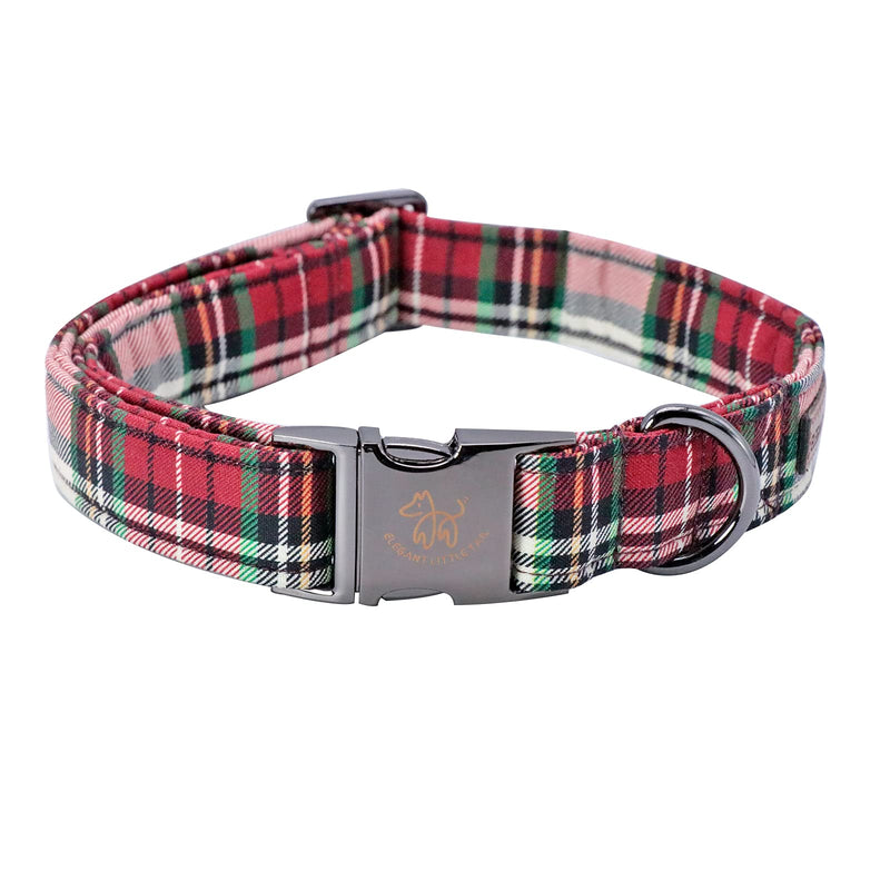 Elegant little tail Flower Girl Dog Collar for Female Dogs, Pet Collar Adjustable Dog Collars with Flower Gift for Small Medium Large Dogs Collar&Flower-S Christmas Plaid - BeesActive Australia