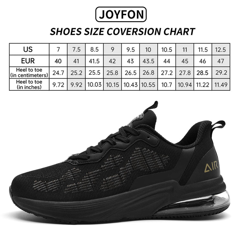 JOYFON Men's Air Athletic Running Shoes Fashion Trail Sport Gym Jogging Walking Tennis Fitness Sneaker 11.5 Allblack02 - BeesActive Australia