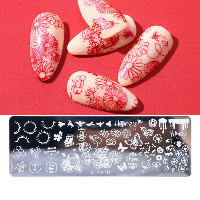 Wokoto 6Pcs Nail Art Stamping Plates Set With Unicorn Flower Honeybees Design Nail Image Stamper Template For Nail Salon Manicure Accessories KIT2 - BeesActive Australia