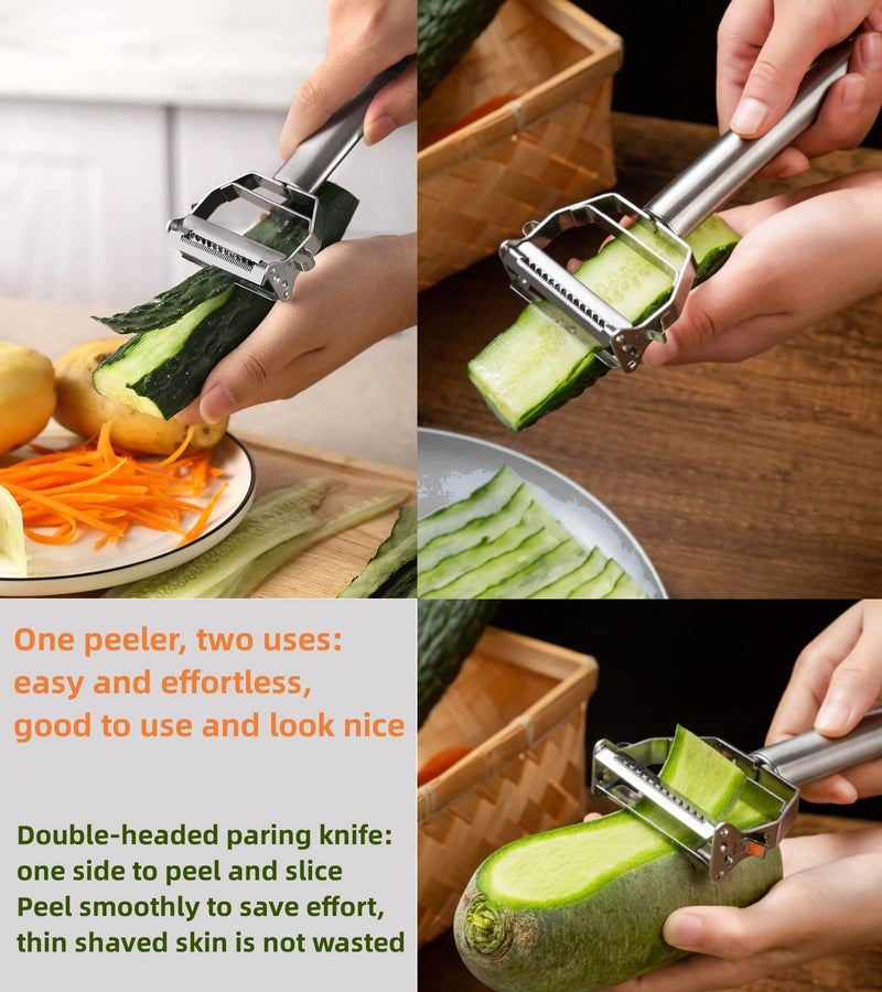 SIKATIHU Vegetable Peeler, Julienne Peeler, Double-Sided Blade Fruit Peeler, Vegetable and Fruit Slicer, Potato Peelers, Y-Shaped Stainless Steel Peeler - BeesActive Australia