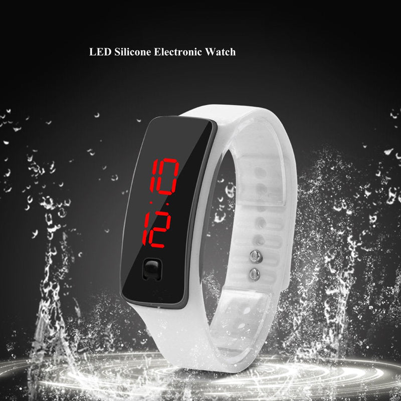 LED Wristwatch, Sports Silicone Strap Digital 12-Hour Dial Electronic Display Watches(White) - BeesActive Australia