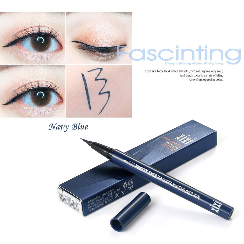 Vtrem 2 Pack Eyeliner Pencil Navy Blue / Light Brown Waterproof Liquid Eye Liner Pen Smudge Proof Slim Eyeliner Makeup Tools Long Lasting All Day Navy Blue/Light Brown Eyeliner Pencil - BeesActive Australia