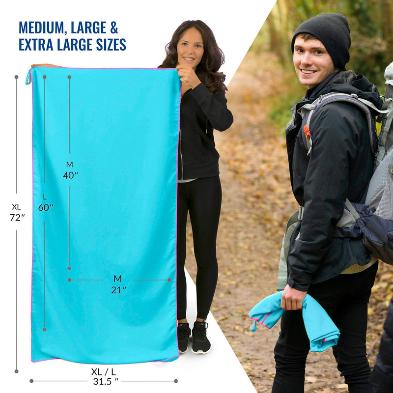 VENTURE 4TH Quick Dry Travel Towel - Fast Drying Ultra Soft Microfiber Towels - Essential for Camping, Backpacking, Yoga, Swimming, Gym, Sports and Beach - 3 Compact Sizes Blue Pink Medium 21" x 40" - BeesActive Australia
