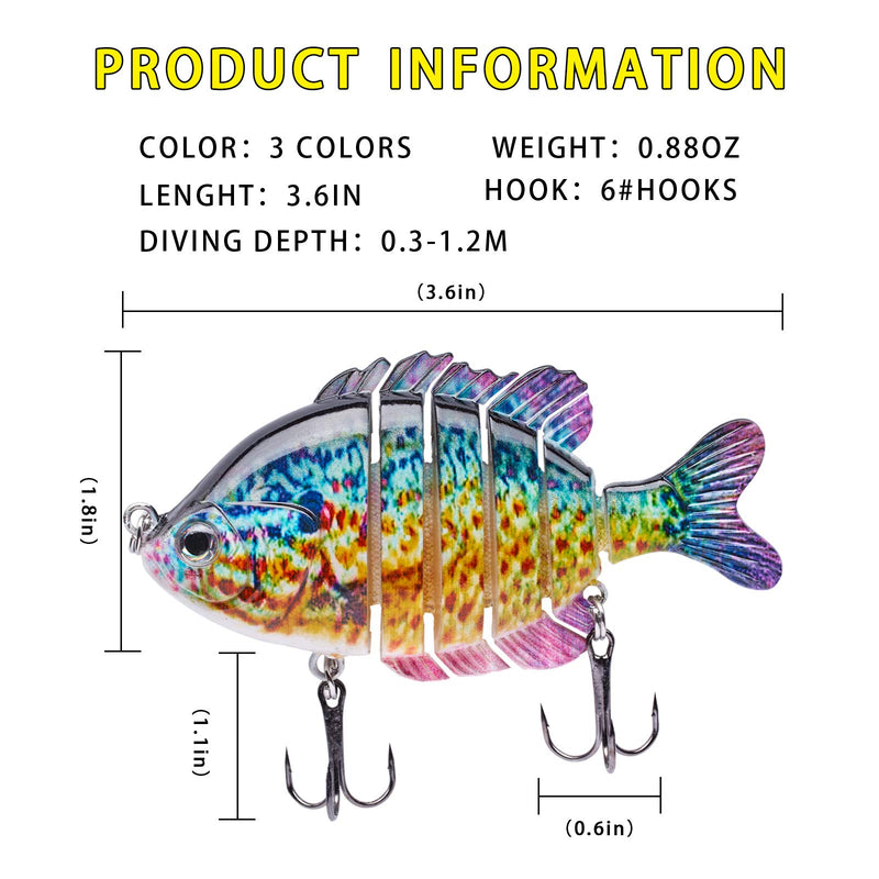 TANJULURE Fishing Lures for Bass Multi Jointed Swimbaits Slow Sinking Bionic Lifelike Swimming Bass Lures Freshwater Saltwater Bass Fishing baits Kit 3Pcs Color-A - BeesActive Australia