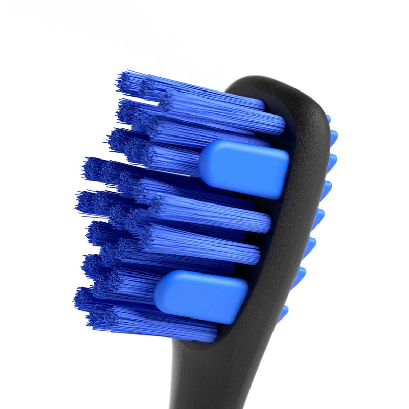 Pet Toothbrush for Dogs and Cats by Brushmate - Dual Size Angled Soft Brush Heads, Ergonomic Handle with a Flat Center That enhances Grip Control Blue - BeesActive Australia