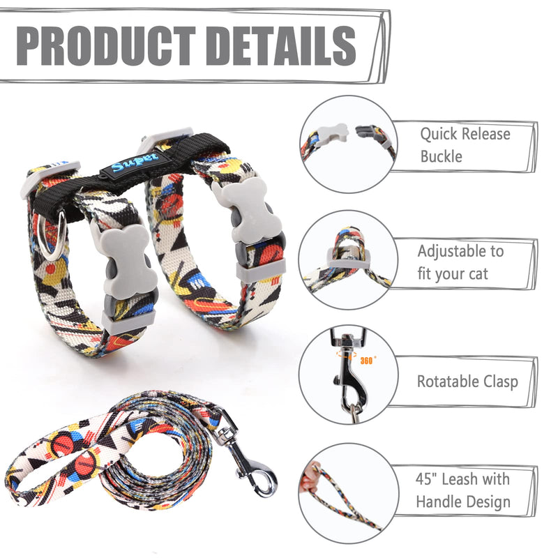 Supet Cat Harness and Leash Escape Proof for Small Large Cats, Adjustable Cat Collars Harnesses & Leashes for Walking, Lightweight Kitten Harness M(Chest:14-21'') black - BeesActive Australia