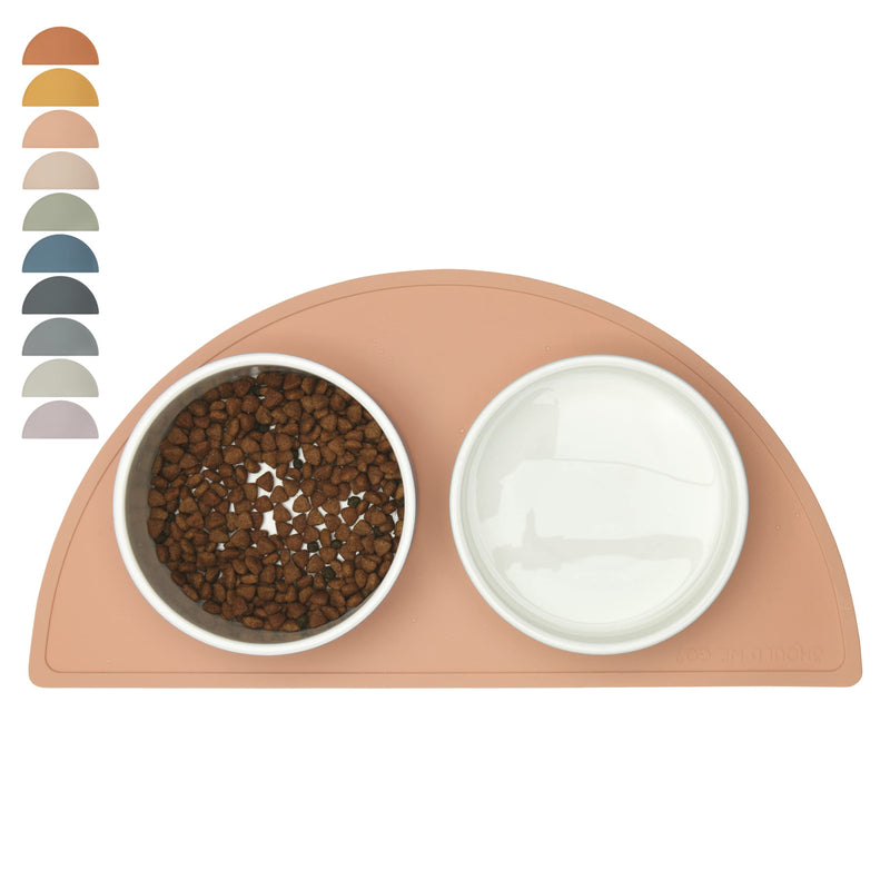 Silicone Pet Food Mat: Waterproof, Non-Slip, Raised Edges to Prevent Spills, Easy-to-Clean Flexible Tray for Dog Feeding and Water Bowls. Large, Cute, Modern Design. Blush - BeesActive Australia