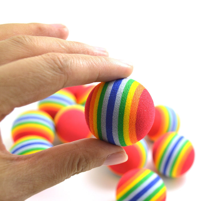 15pcs 35mm Soft Pet Cat Toy Sponge Balls Interactive EVA Foam Colorful Rainbow Toys Balls for Small Dog Puppy Kitty Indoor Outdoor Play Activity Chase Training - BeesActive Australia