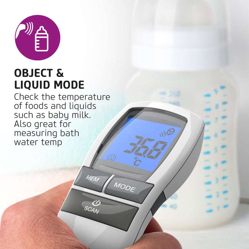 Salter TE-250-EU No Touch Infrared Thermometer, Forehead Mode, Objects and Liquids, Night Mode, Fever Alarm, 30 Memory Recall, One Second Reading, Backlit Display, For Babies/Adults, Instant/Accurate No Touch Thermometer - BeesActive Australia