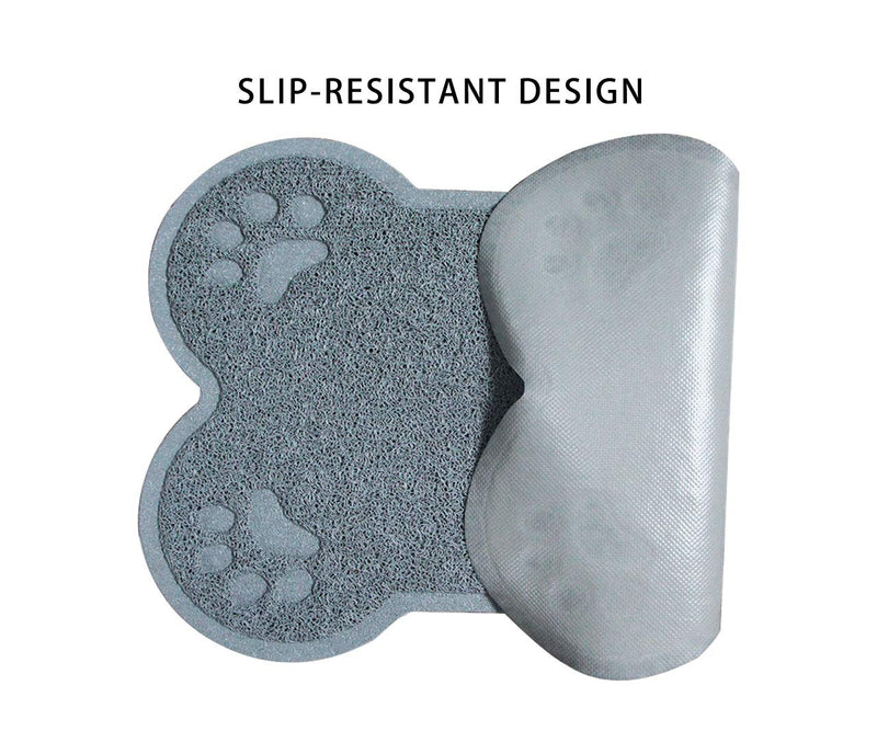 Petlike Pet Feeding Mat for Large Dogs and Cats, Non-Slip and Waterproof Large Dog Bowl Mat for Food and Water, Easy to Clean (Exclude Bowl) bone shape grey - BeesActive Australia