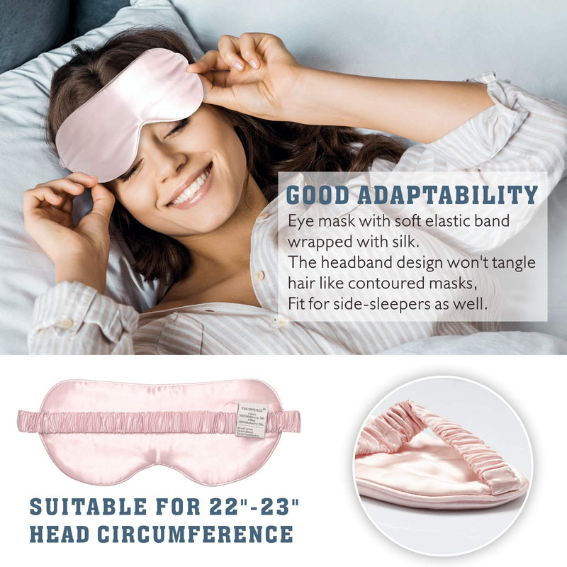 Silk Sleep Mask, 100% Mulberry 22 Momme Silk Eye Mask for Sleeping Women/Men, Soft & Comfortable Sleeping Mask with Earplugs and a Satin Travel Bag, Soft Eye Cover Eyeshade for Night,Nap Pink - BeesActive Australia