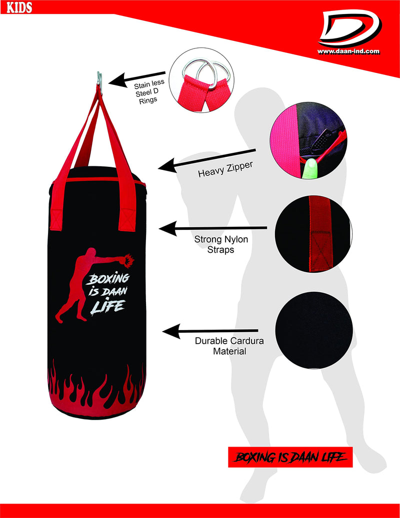 DAAN MMA Kids Punching Bag, Unfilled Punching Bag Kid Free Boxing Gloves, MMA Kickboxing Training. Bag for Exercise Karate, Durable Heavy Duty Indoor and Outdoor Workout Training 50cm - BeesActive Australia