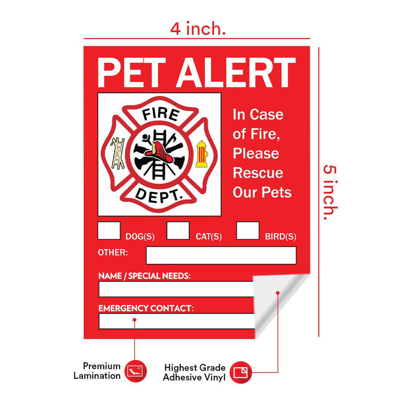 Pet Alert Safety Fire Rescue Sticker - Save Our Pets Emergency Pet Inside Decal - in Case of Emergency Danger Pet in House Home Window Door Sign Pet Alert Stickers (6 Pack) - BeesActive Australia