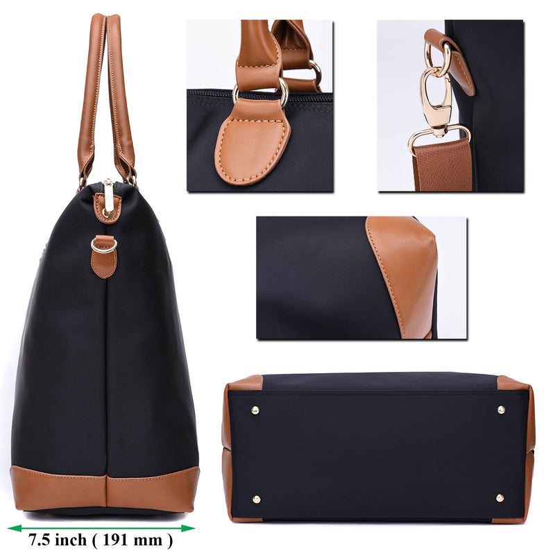 NNEE Large Oversized Water Resistance Nylon Tote Bag With Multiple Pocket Design - Black 2 - BeesActive Australia