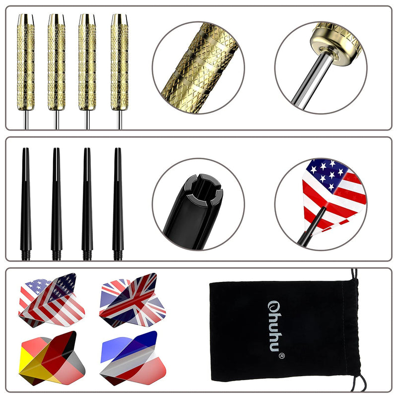 Ohuhu Steel Tip Darts, Professional Metal Darts with National Flag Flights (4 Styles) - Dart Metal Tip Set, 12 Pcs Metal Dart, Darts for Dartboard with 3 Free PVC Dart Rods - BeesActive Australia