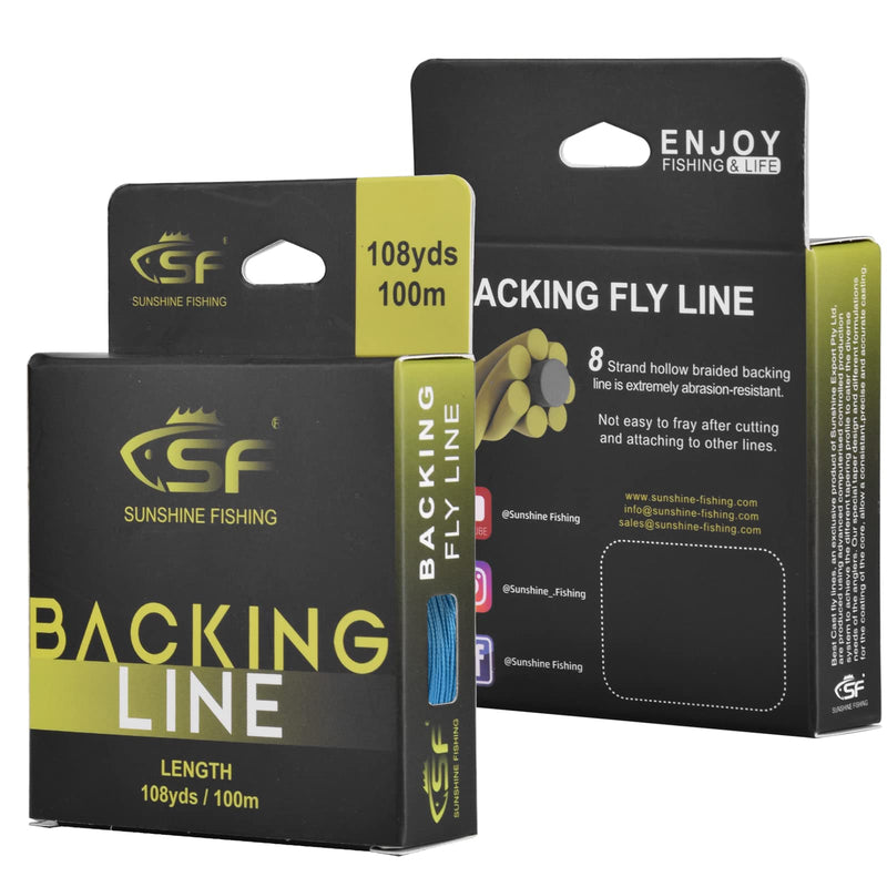 SF Braided Fly Fishing Backing Line Trout Fly Line 20LB 30LB 108yds(Orange, White, Fluo Yellow, Blue, Green, Purple, Black&White, Black&Yellow) Blue/100M 20LB 100m/108yds - BeesActive Australia
