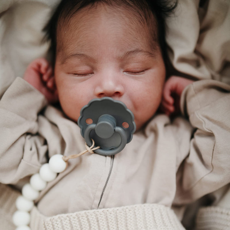 FRIGG Daisy SilkySoft Silicone Baby Pacifier | Made in Denmark | BPA-Free (Aurora/Bright White, 0-6 Months) Aurora/Bright White - BeesActive Australia