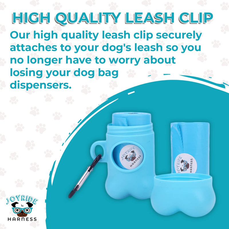 Joyride Harness Poop Bag Dispenser - Additional Unscented Roll of Premium 9”x13” Poop Bags Included, Universal Fit, D-Clip Attaches to Leash or Harness, Clean, Convenient & Secure Poop Disposal System - BeesActive Australia