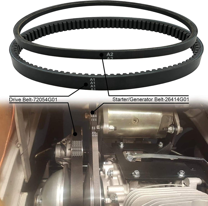 ROYKAW EZGO TXT Gas Drive Belt & Starter Belts Kit for EZGO 4 Cycle Gas Golf Cart TXT Cushman Express Marathon Medalist ST Vehicles Terrain 1994-2013, OEM # 72054G01, 72024G01, 72025G01, 26414G01 - BeesActive Australia