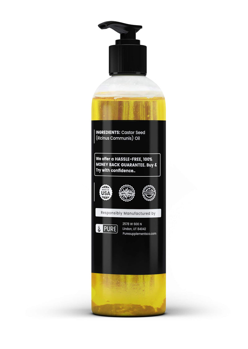 PURE Castor Oil, 16 fl oz, Natural, Hexane-Free, Expeller Pressed & Cruelty-Free Oil for Skin & Hair - BeesActive Australia