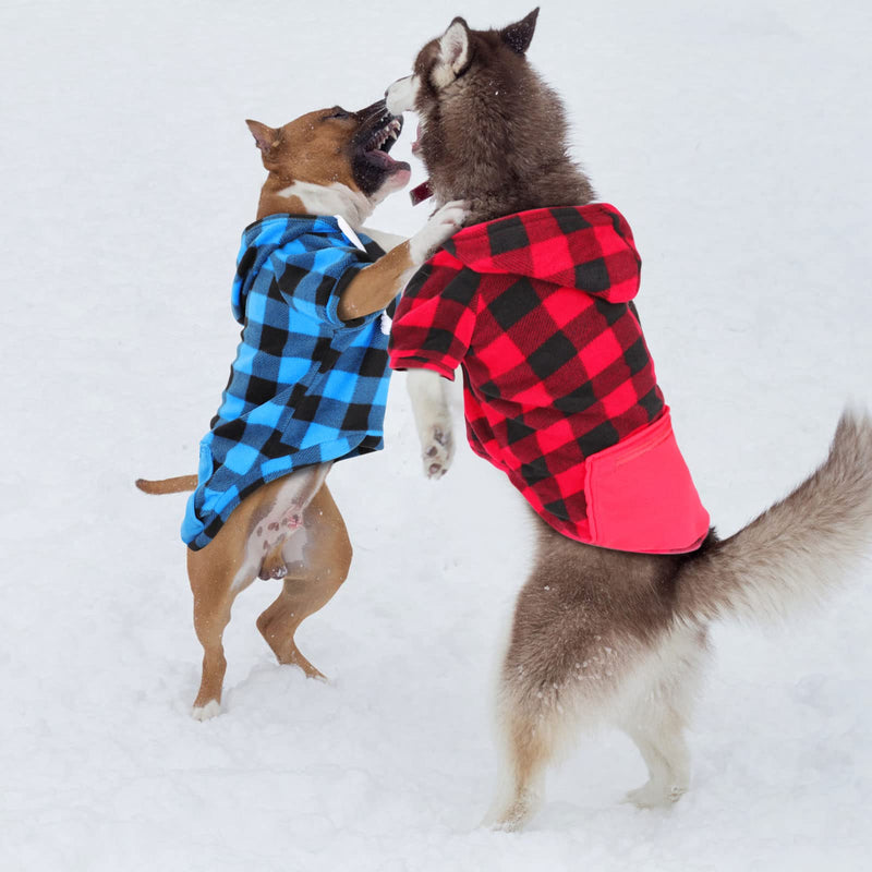 Rypet 2 Packs Large Plaid Dog Hoodie Pet Clothes Sweaters with Hat and Pocket Dog Pullover Sweatshirt for Medium Large Dog 5XL(Chest girth: 36 ", back length: 27.5") - BeesActive Australia
