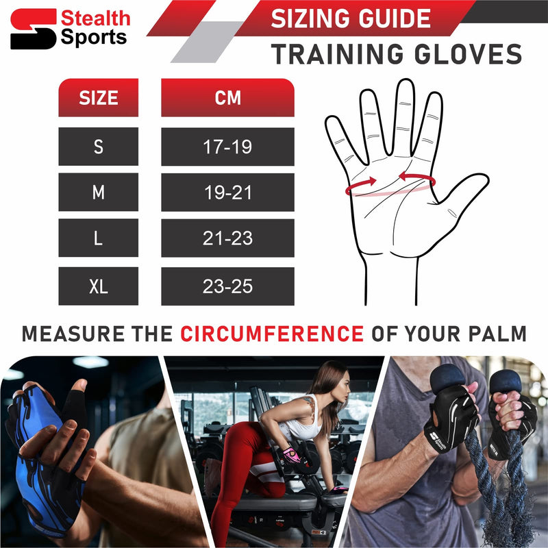 Stealth Sports Workout Gloves – Professional Weight Lifting Gloves for Men and Women – Foam Padding with Anti-Slip Gripper Gym Gloves – Breathable Lifting Gloves for Cycling, Gym, Fitness Training Black Medium - BeesActive Australia