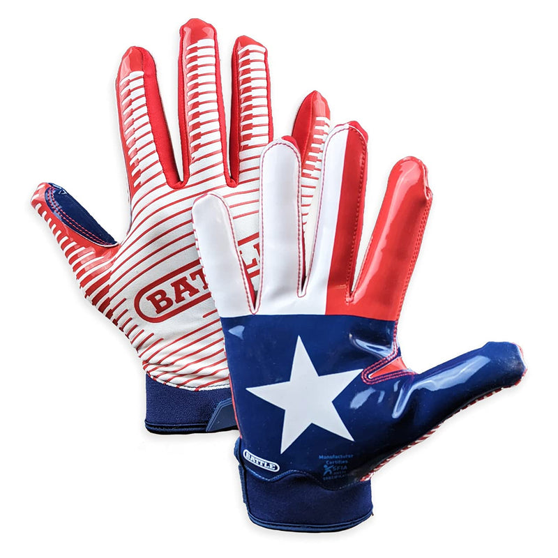 Battle Sports Texas Flag Doom 1.0 Football Receiver Gloves Adult Small - BeesActive Australia