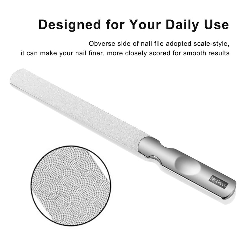Stainless Steel Nail File with Anti-Slip Handle and Leather Case, Double Sided and Files Nails Easily for Men and Woman - BeesActive Australia