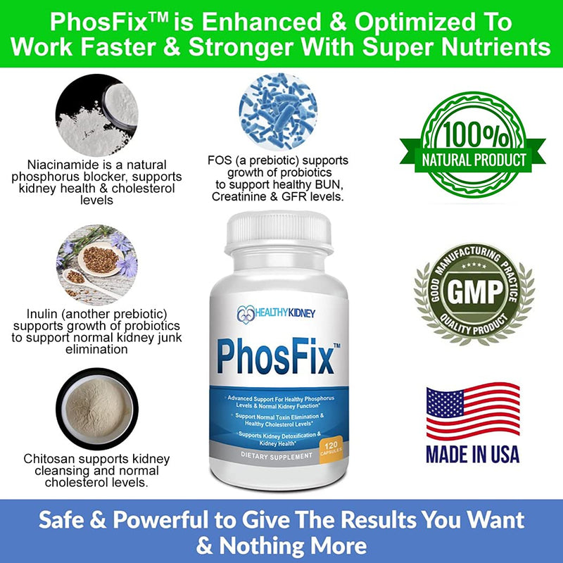 PhosFix 120 Pills Phosphorus Binder with Chitosan for Supporting Normal Phosphorus Levels Kidney-D Supplement Vitamin D Bundle - BeesActive Australia