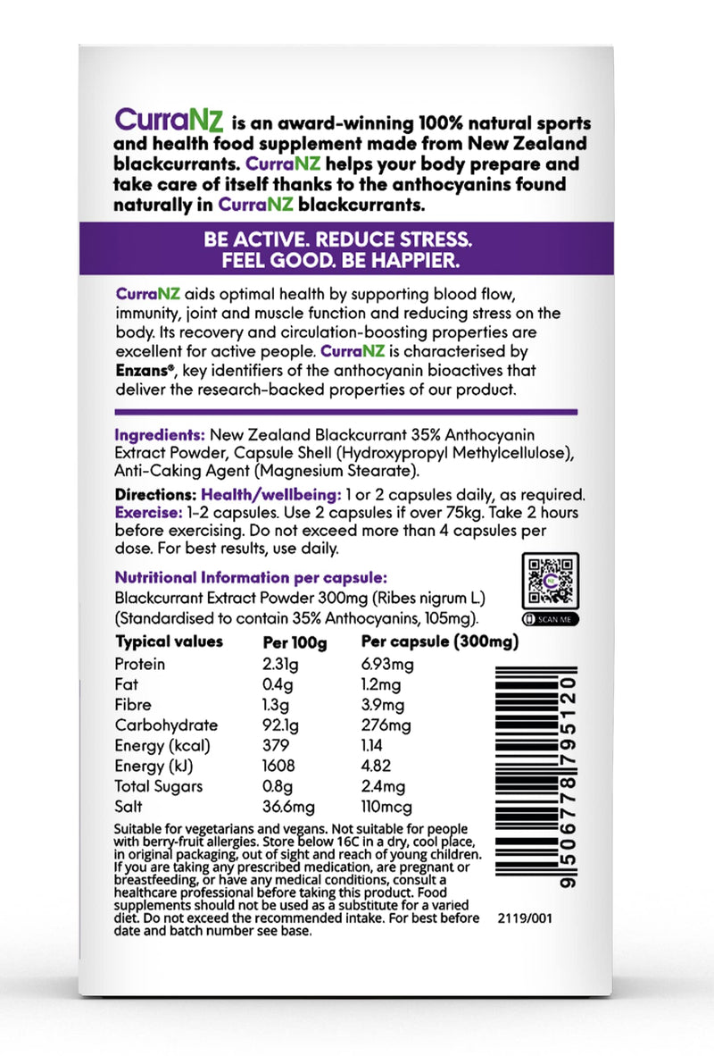CurraNZ New Zealand Blackcurrant Extract Supplement Capsules Muscle Recovery Athletic Endurance Performance (15 Capsules) 15 Count (Pack of 1) - BeesActive Australia
