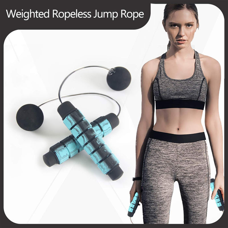 GoMi Weighted Ropeless Jump Rope Tangle Free Cordless Speed Rope for Double Unders, Wod, Mma, Skipping Workout, Boxing, Fitness Exercise Training - Adjustable Length, Good for Adults and Kids Blue - BeesActive Australia